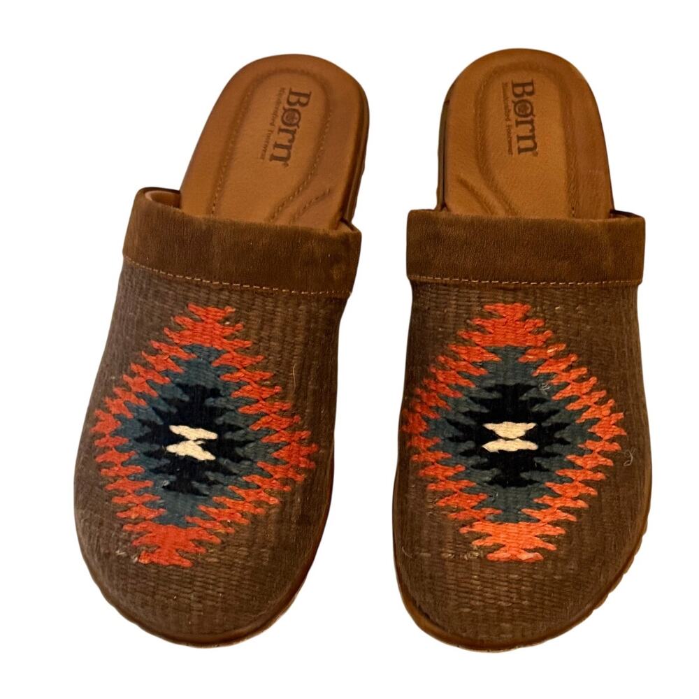 Womens Born Sundance  Bailie Clog Southwestern Cowichan Blanket Motif Shoes Sz 9
